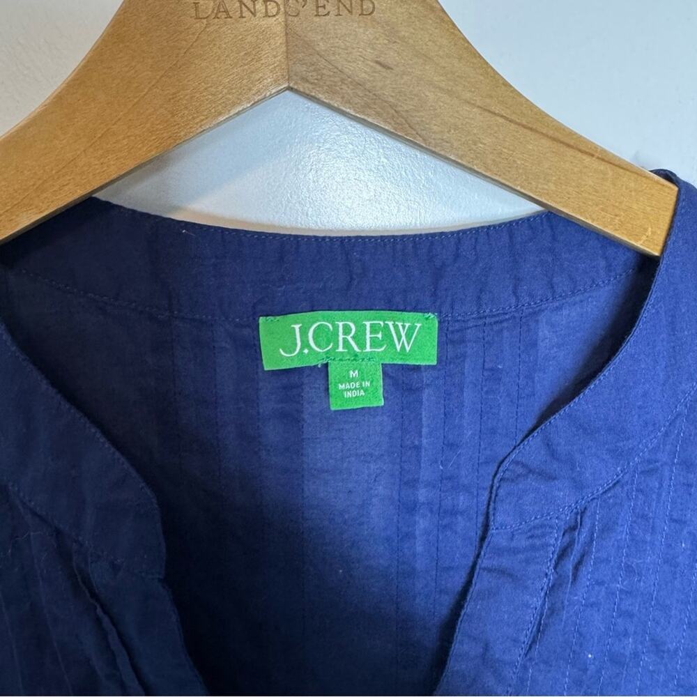 J. Crew Button Front Tiered Cover Up Dress Navy Blue 100% Cotton Voile Flowy M - Picture 3 of 7